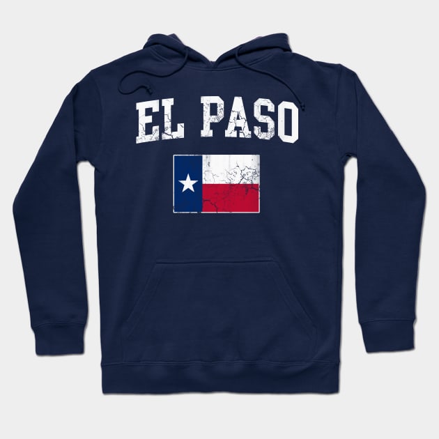 El Paso Texas Flag Texan Vintage Fade Hoodie by E